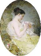 Charles Joshua Chaplin Young Girl with a Dove oil painting reproduction